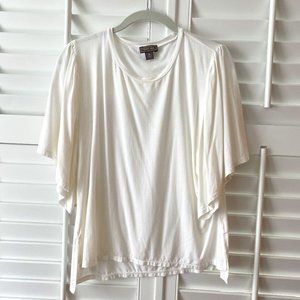 J Crew Point Sur White Flutter Sleeve Top Size Med